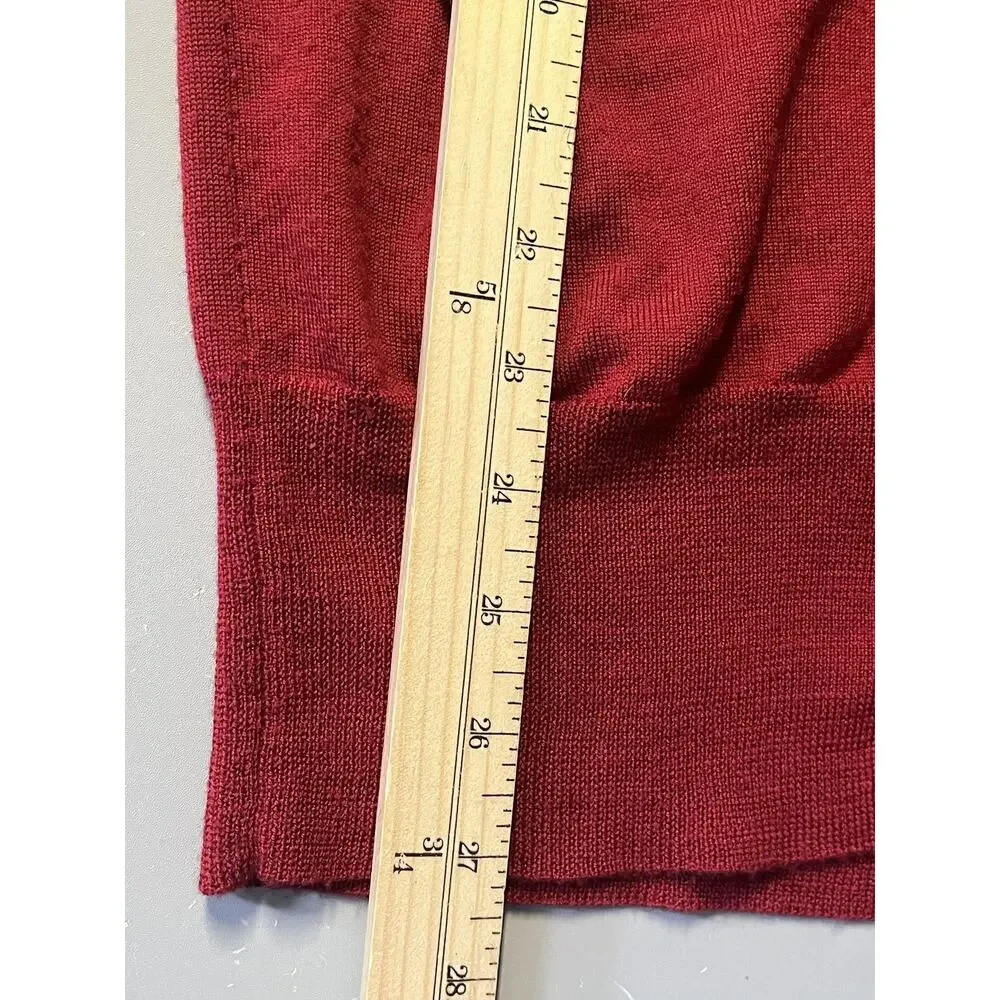 J Crew‎ Sweater Cardigan Womens XS Red 100% Merino Wool V Neck Pockets Buttons